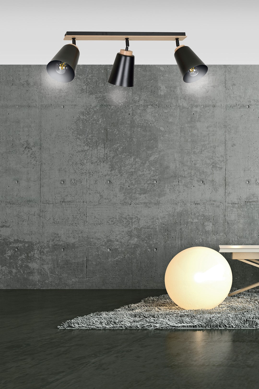 Atlas 3 ceiling spotlight black