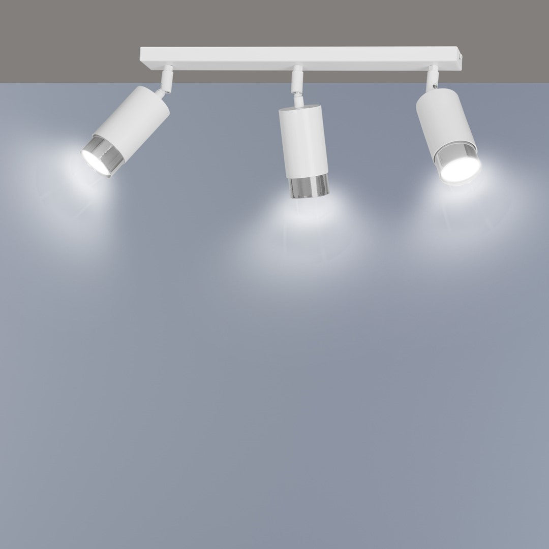 Hiro 3 ceiling spotlight white/chrome