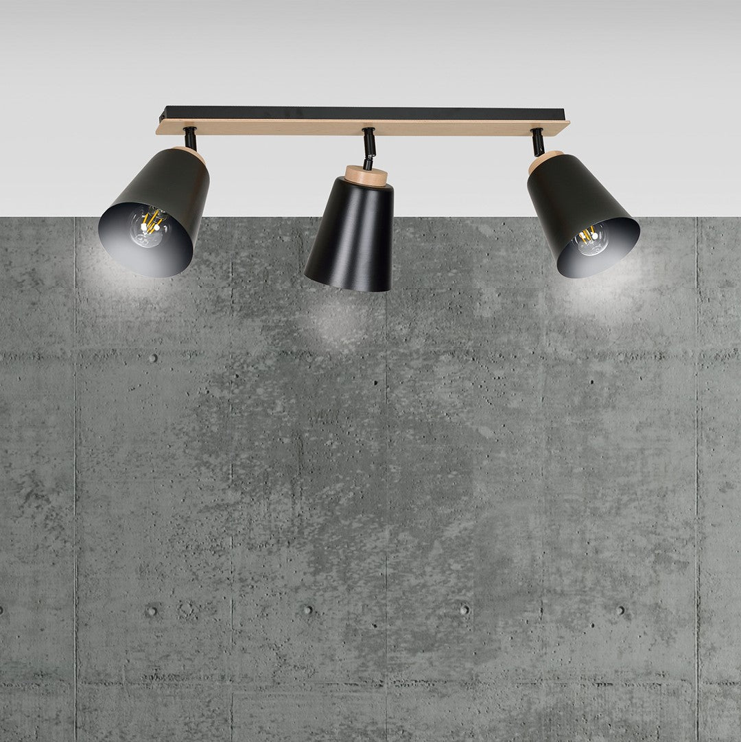 Atlas 3 ceiling spotlight black