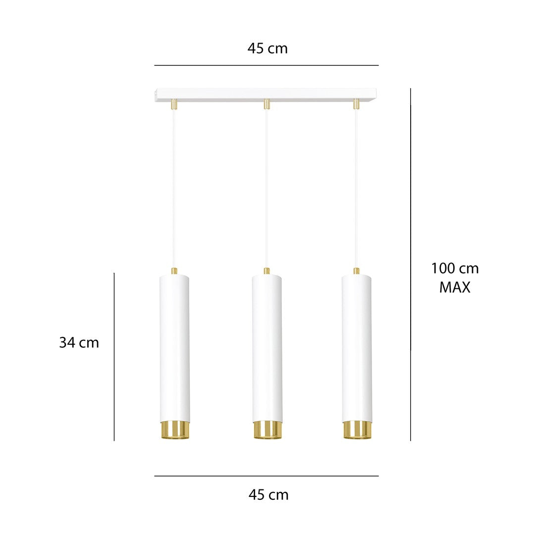Kibo 3 pendant light white/gold
