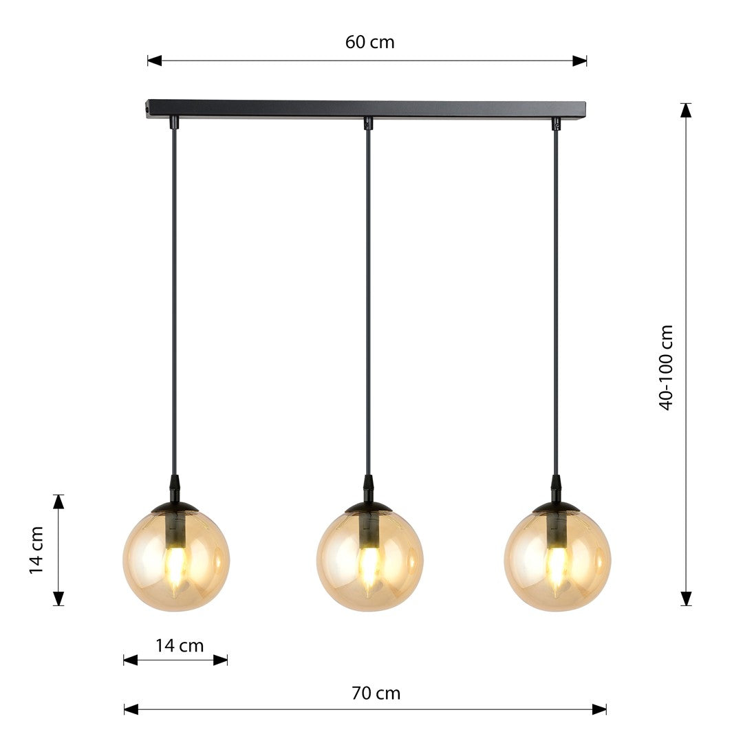 Cosmo 3 pendant light amber
