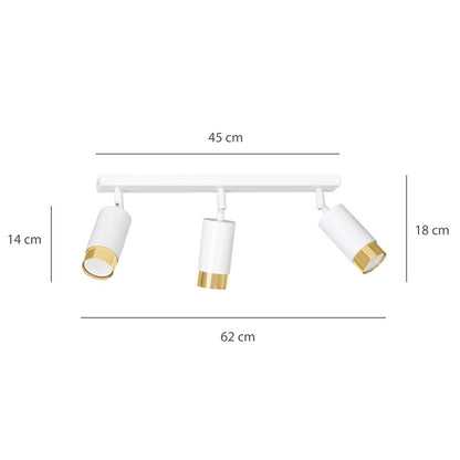 Hiro 3 ceiling spotlight white/gold