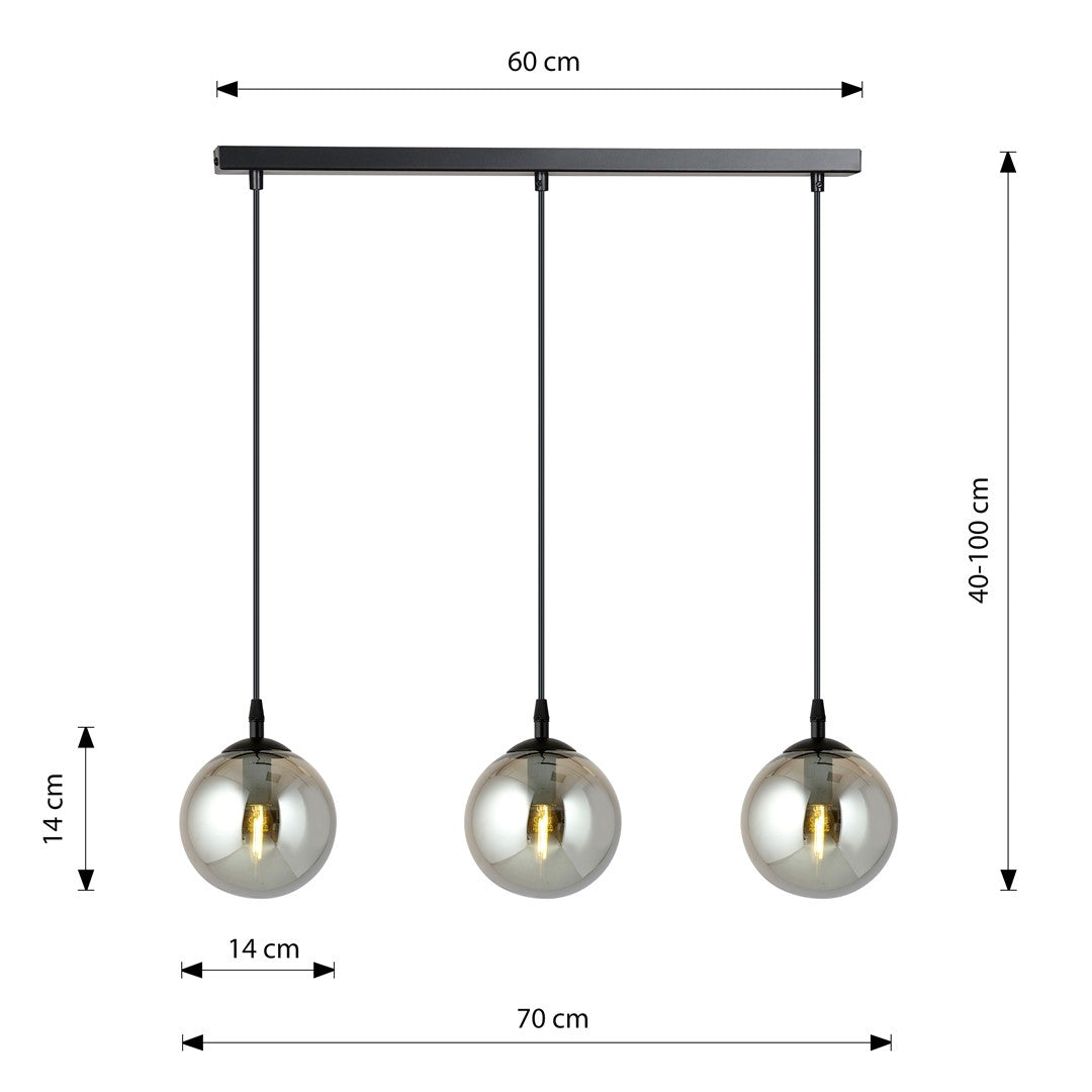 Cosmo 3 pendant light black/graphite