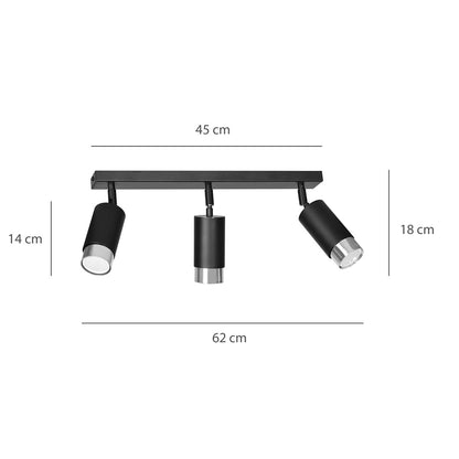 Hiro 3 ceiling spotlight black/chrome