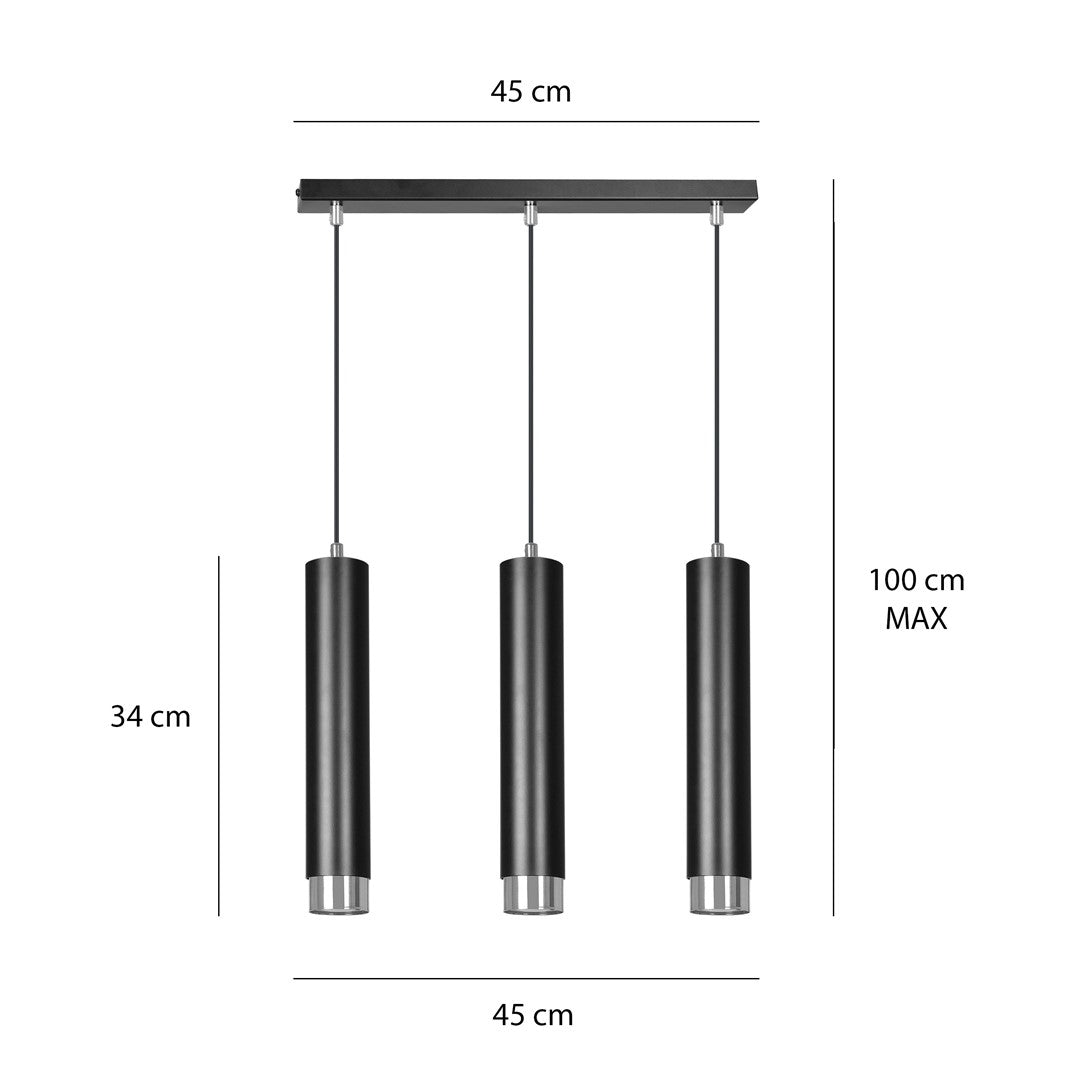 Kibo 3 pendant light black/chrome