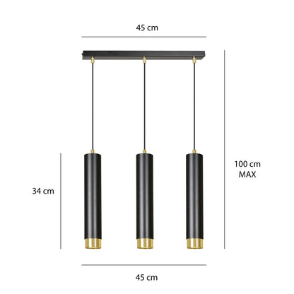 Kibo 3 pendant light blue/gold
