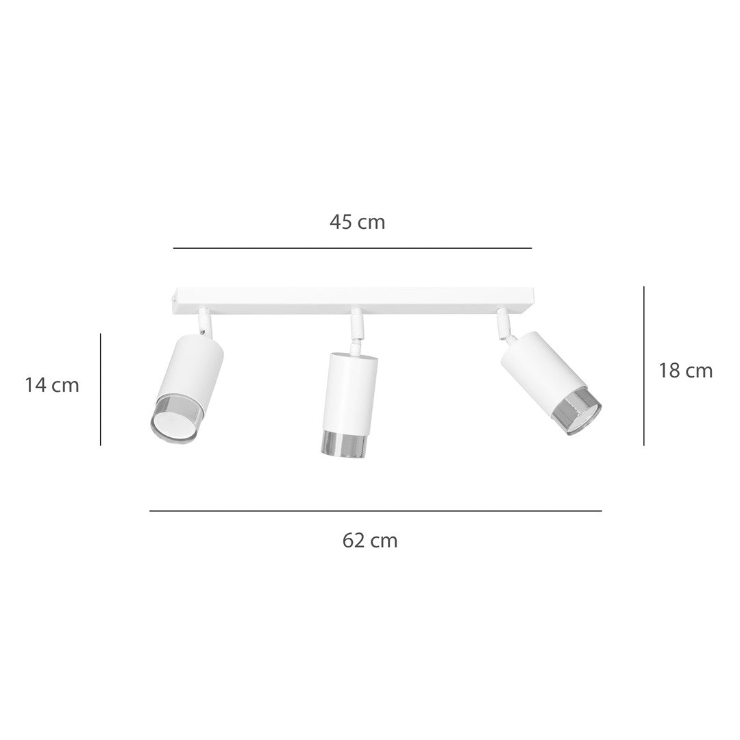Hiro 3 ceiling spotlight white/chrome