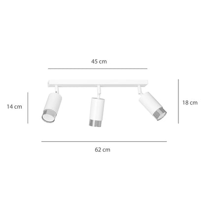 Hiro 3 ceiling spotlight white/chrome