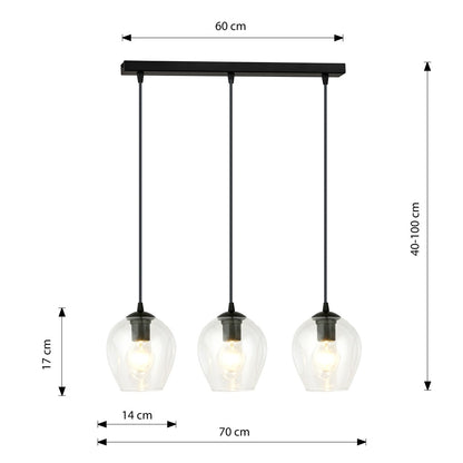 Istar 3 pendant light black/clear