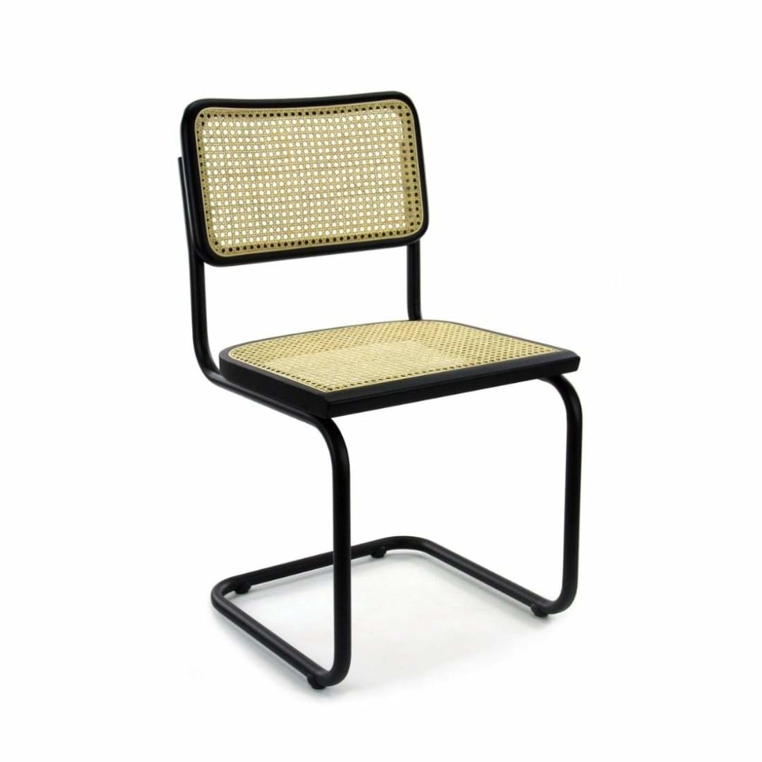 Set of 4 Rattan-Style Dining Chairs, Black, Bas