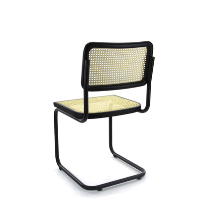 Set of 4 Rattan-Style Dining Chairs, Black, Bas