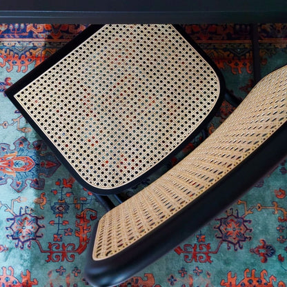Set of 4 Rattan-Style Dining Chairs, Black, Bas