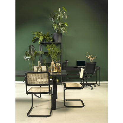 Set of 4 Rattan-Style Dining Chairs, Black, Bas
