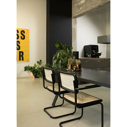 Set of 4 Rattan-Style Dining Chairs, Black, Bas