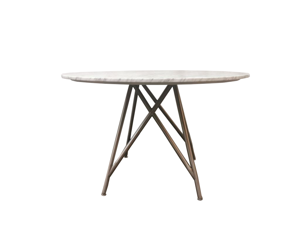 Coral Round Dining Table in Marble and Brushed Stainless Steel