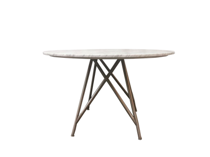 Coral Round Dining Table in Marble and Brushed Stainless Steel
