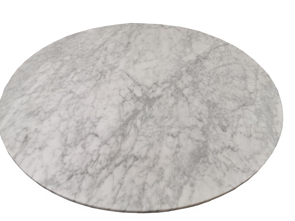 Coral Round Dining Table in Marble and Brushed Stainless Steel