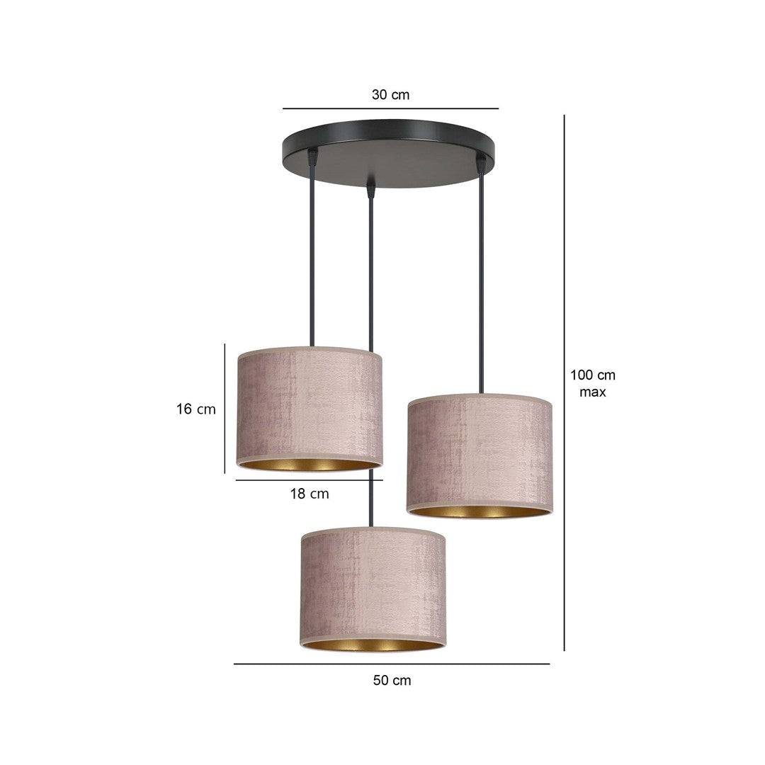 Hilde 3 premium pendant light pink
