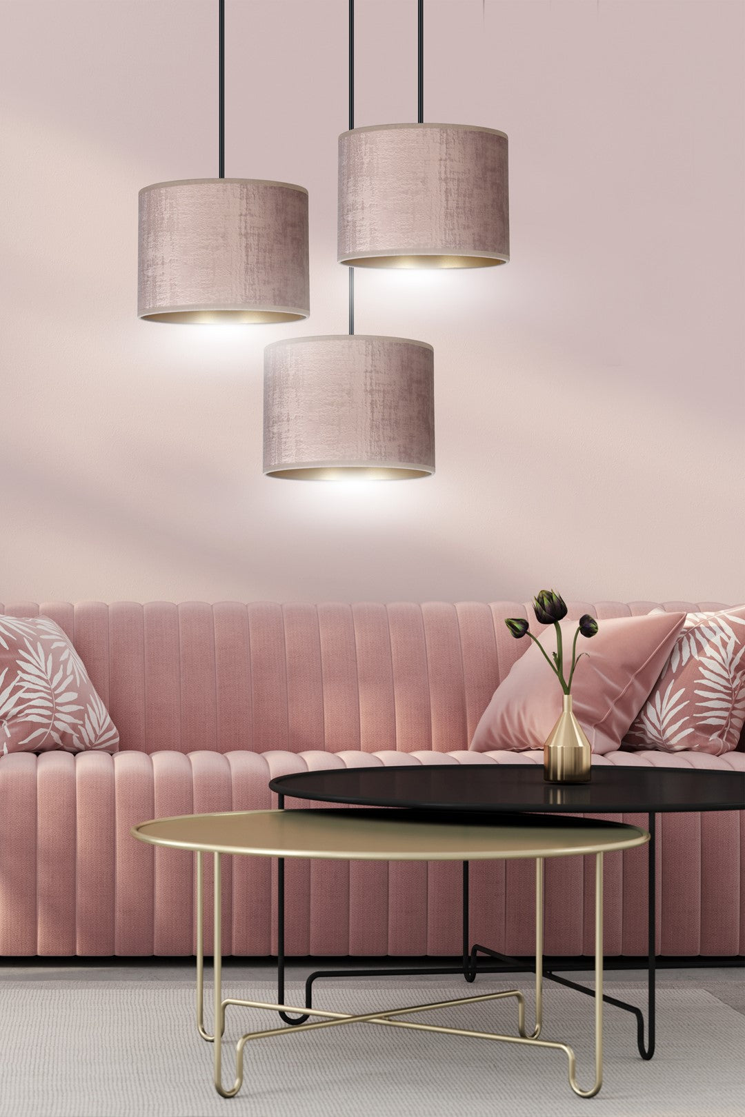 Hilde 3 premium pendant light pink