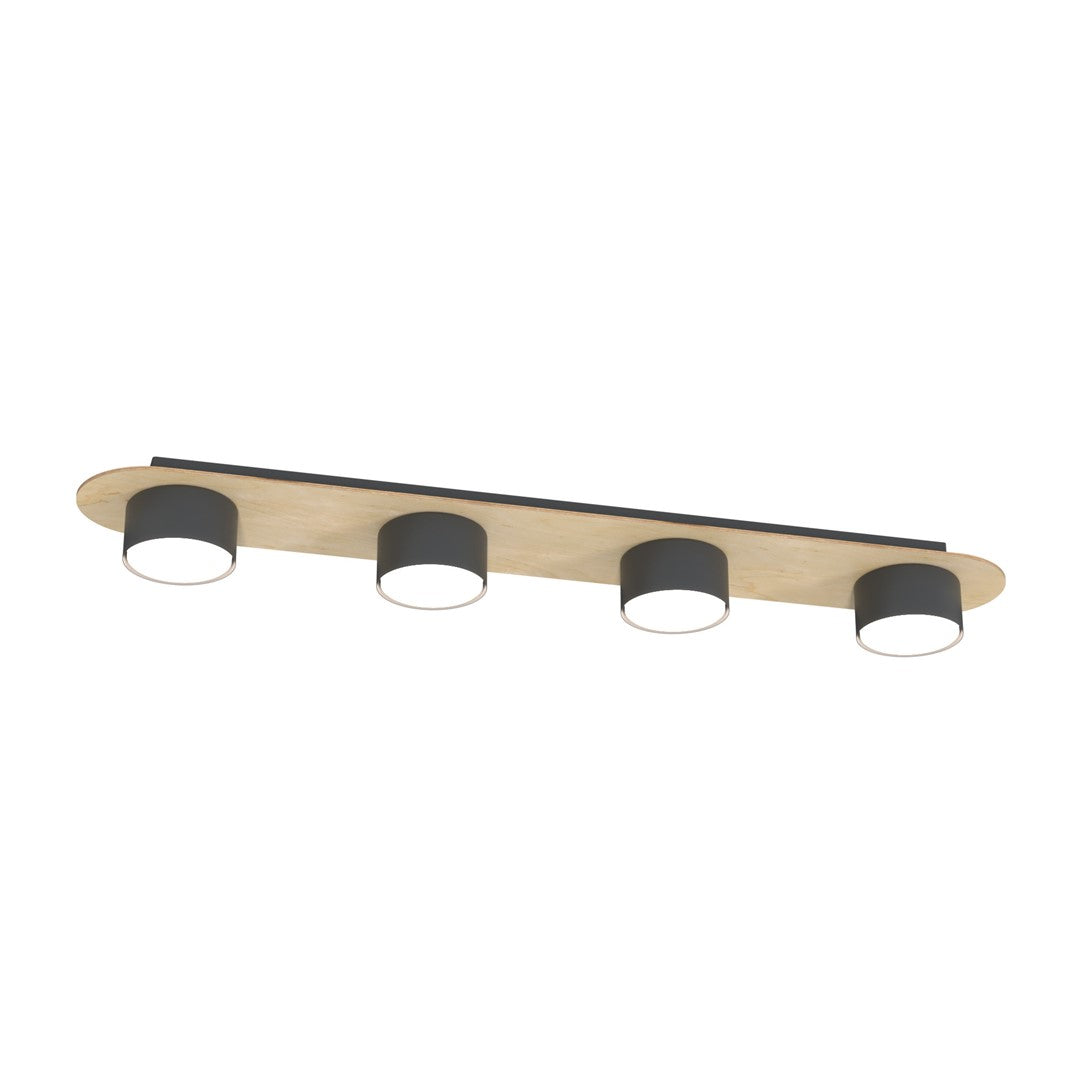 Diaz 4 ceiling lamp black/wood