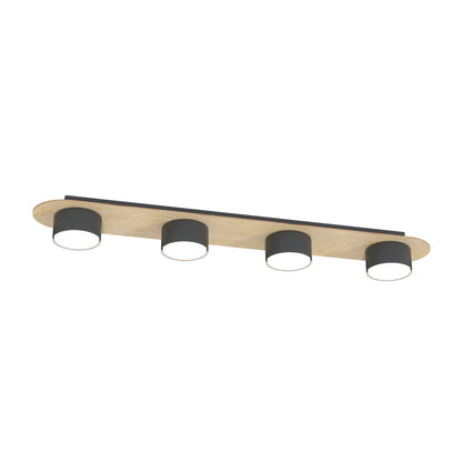 Diaz 4 ceiling lamp black/wood