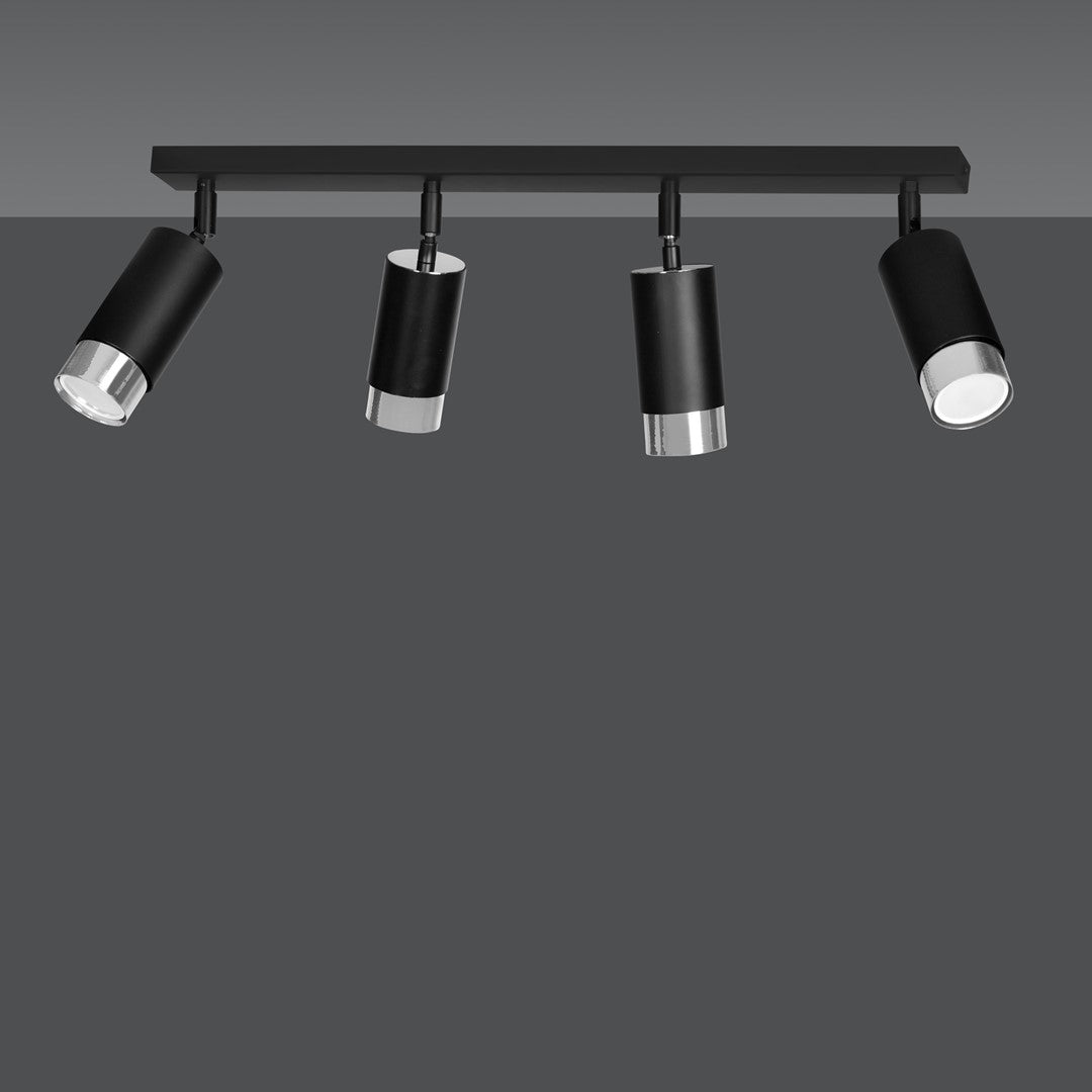 Hiro 4 ceiling spotlight black/chrome