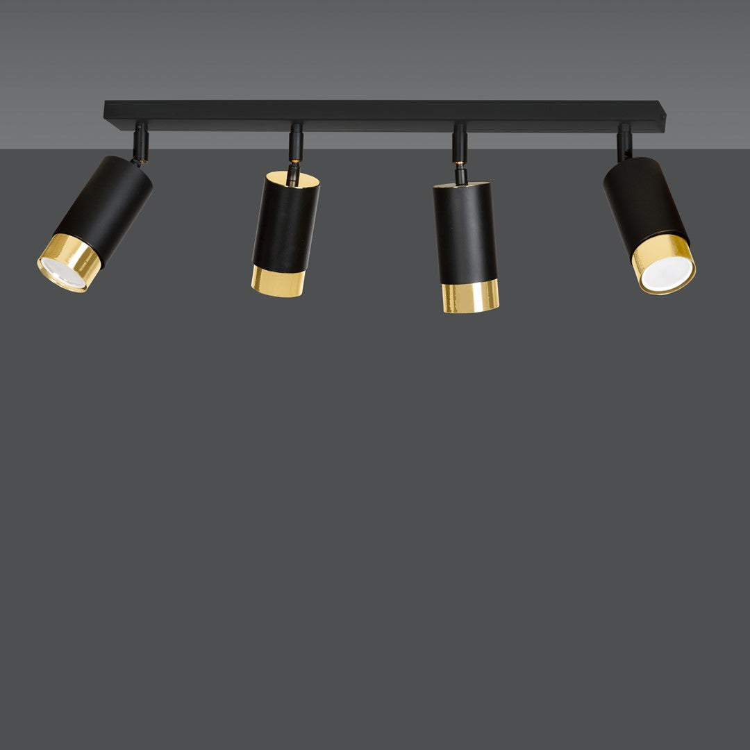 Hiro 4 ceiling spotlight black/gold