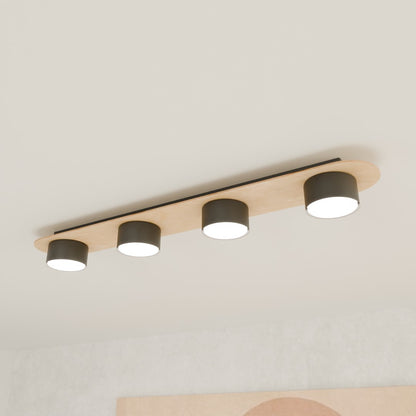 Diaz 4 ceiling lamp black/wood