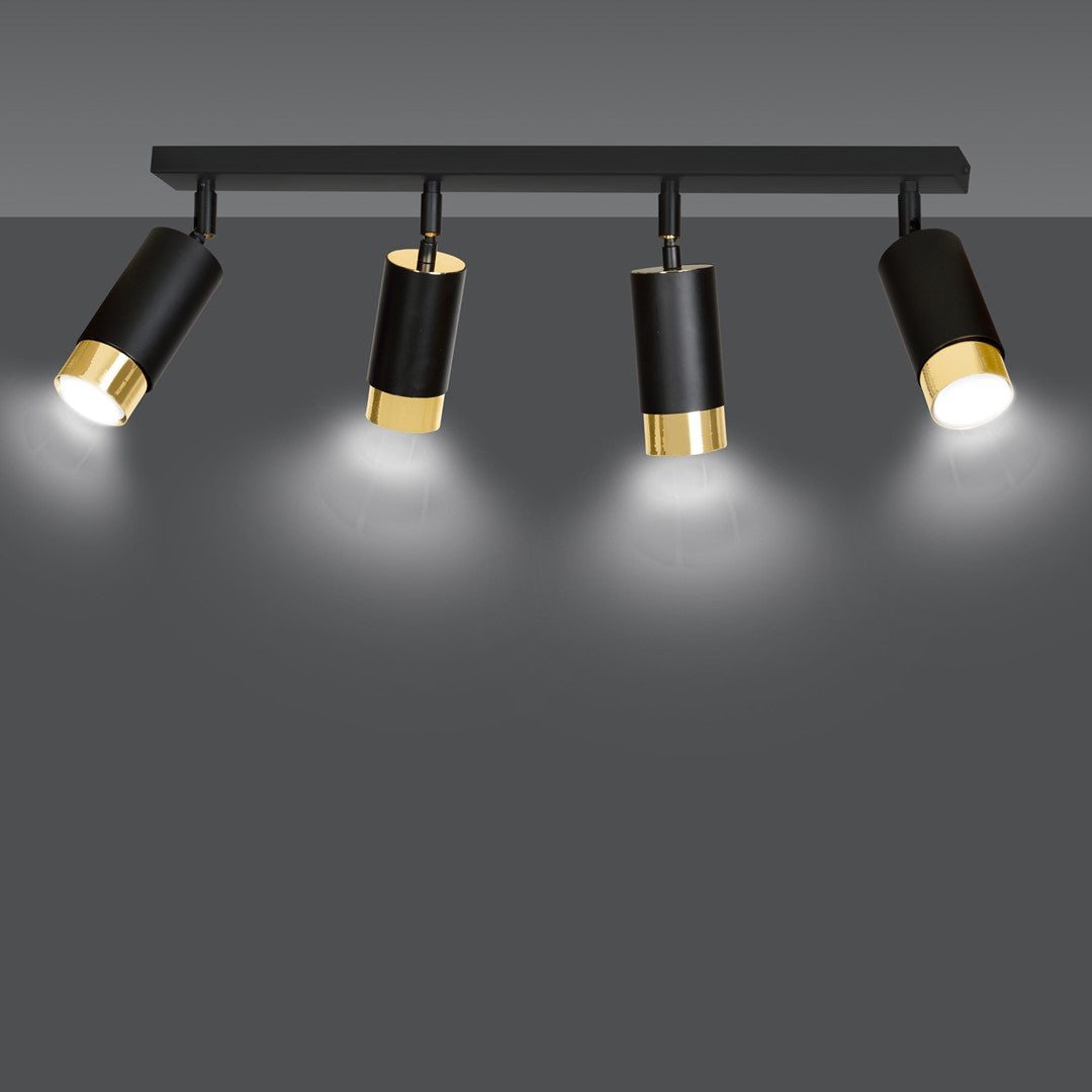 Hiro 4 ceiling spotlight black/gold