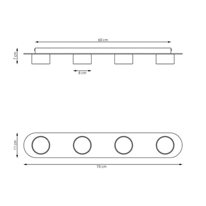 Diaz 4 ceiling lamp black/wood