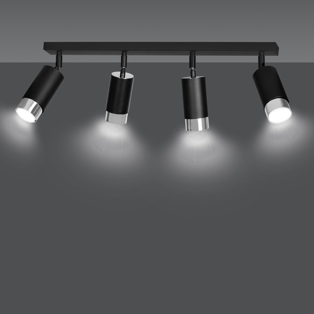 Hiro 4 ceiling spotlight black/chrome