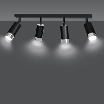 Hiro 4 ceiling spotlight black/chrome