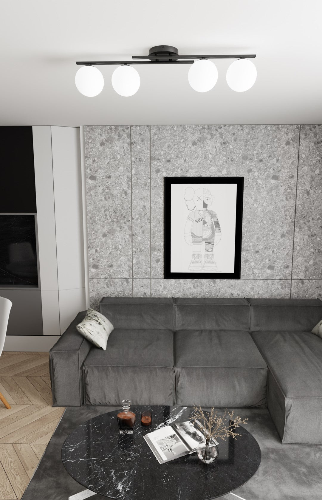 Kairo 4 ceiling lamp black/opal