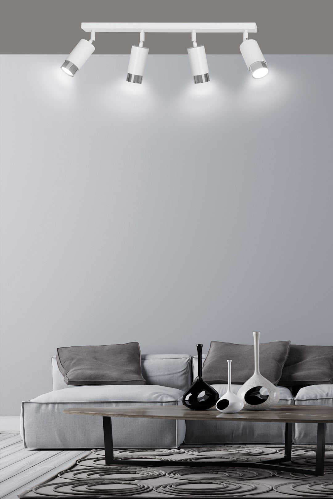 Hiro 4 ceiling spotlight white/chrome