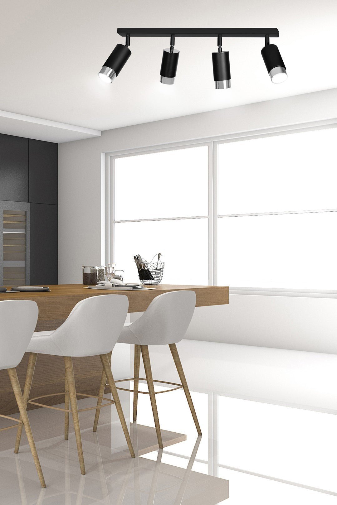 Hiro 4 ceiling spotlight black/chrome