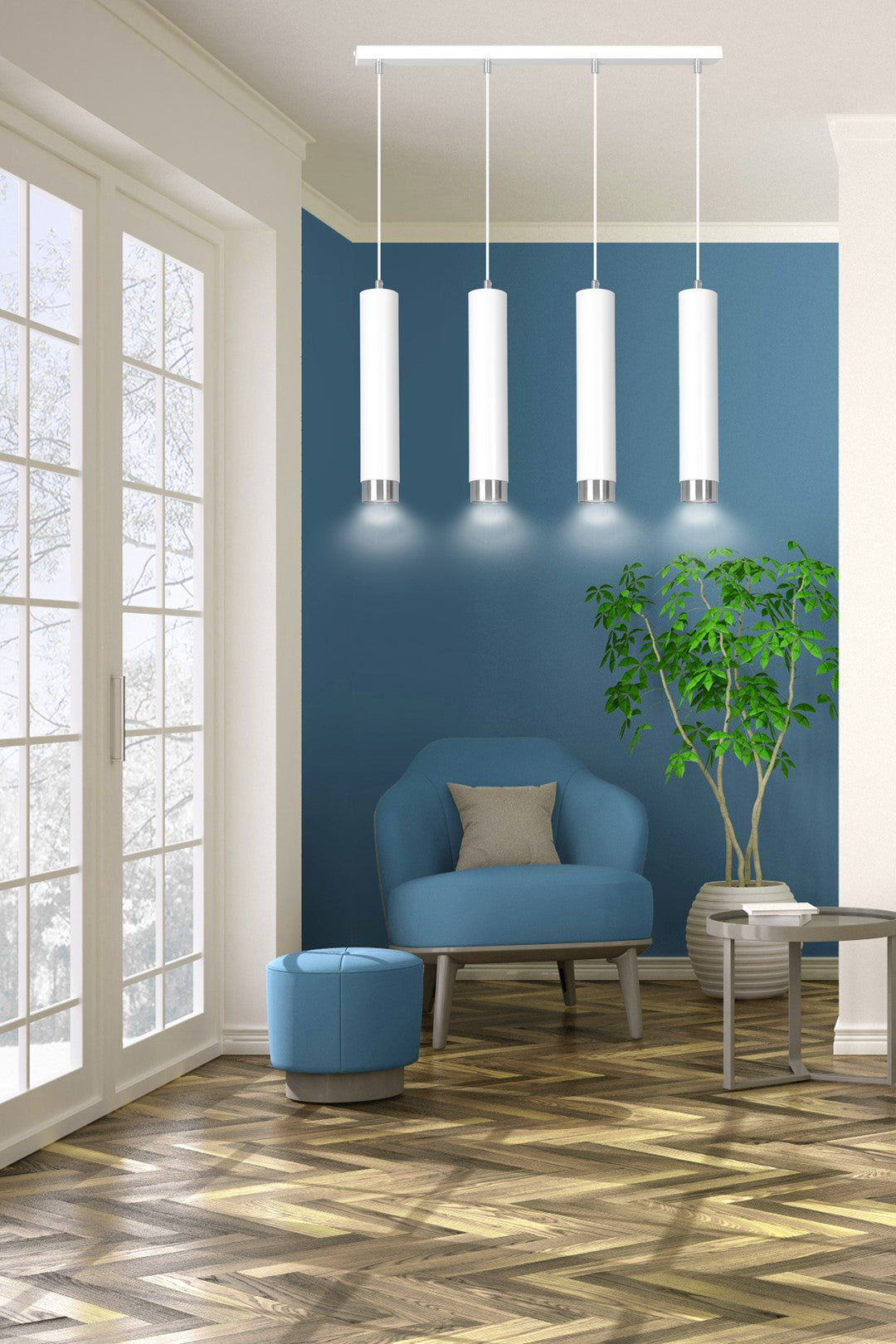 Kibo 4 pendant light white/chrome