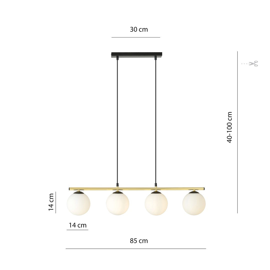 Allora 4 pendant light black/opal