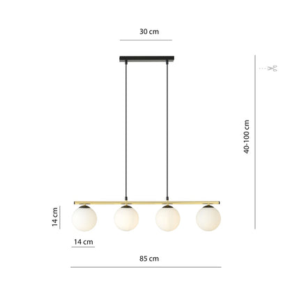 Allora 4 pendant light black/opal