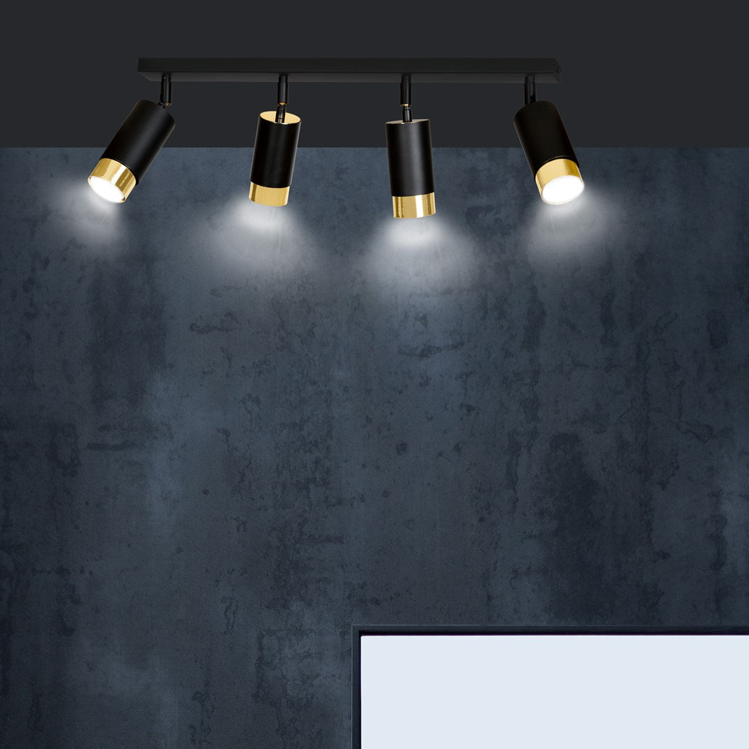 Hiro 4 ceiling spotlight black/gold