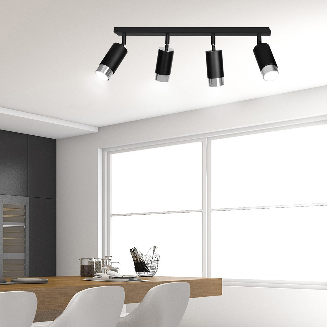 Hiro 4 ceiling spotlight black/chrome