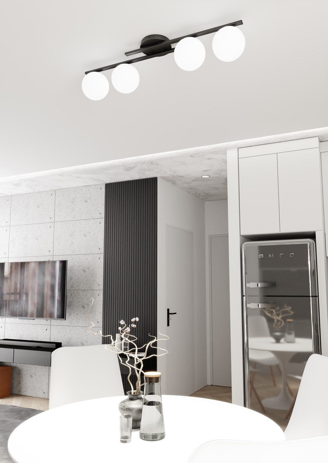 Kairo 4 ceiling lamp black/opal