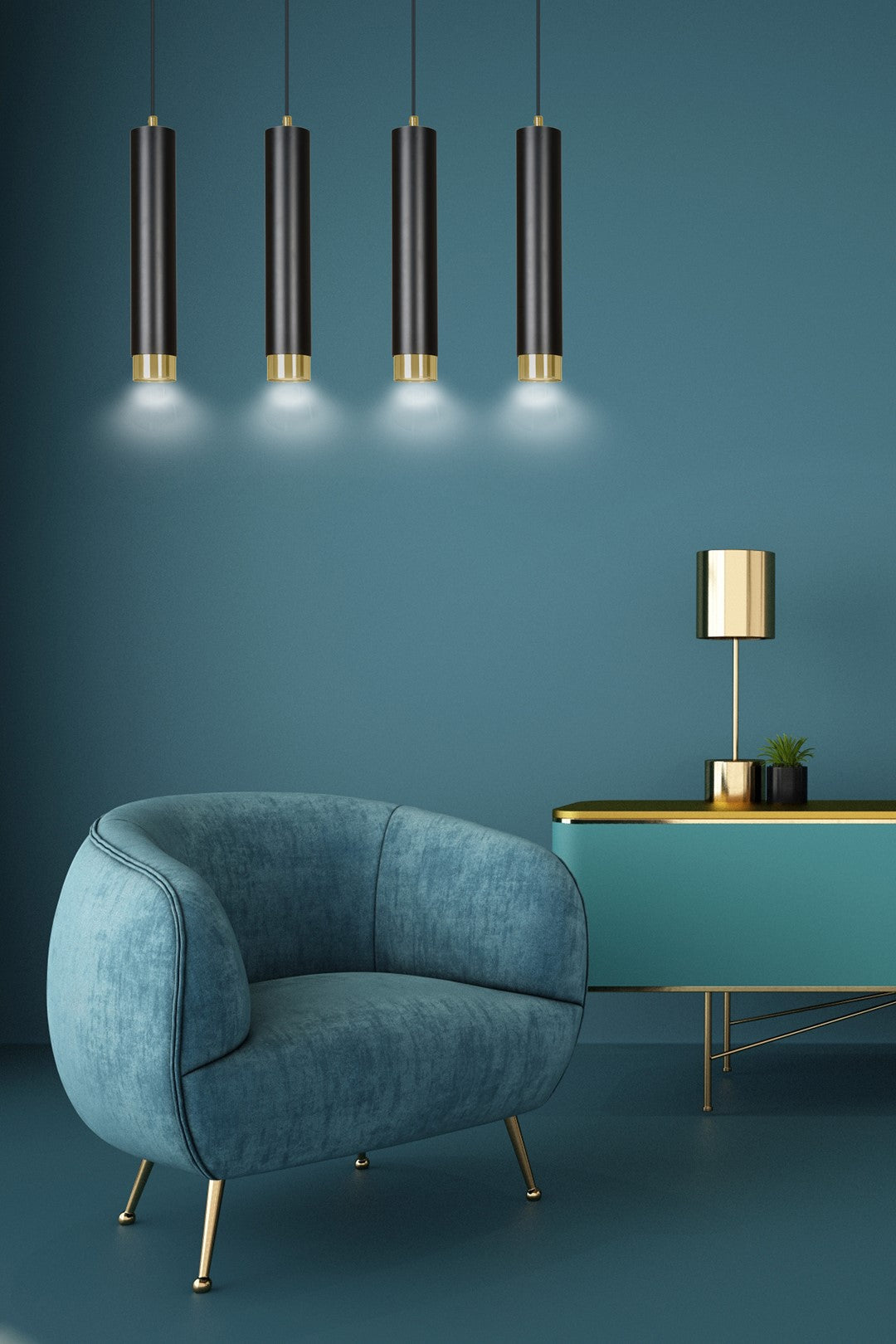 Kibo 4 pendant light black/gold