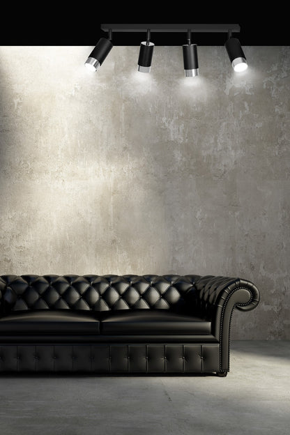 Hiro 4 ceiling spotlight black/chrome