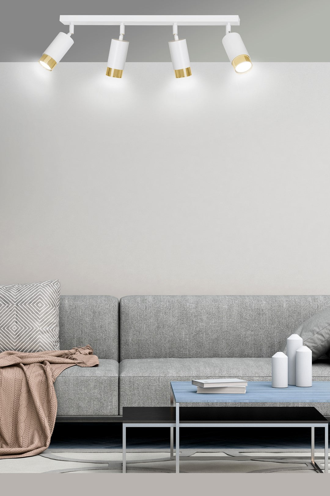Hiro 4 ceiling spotlight white/gold