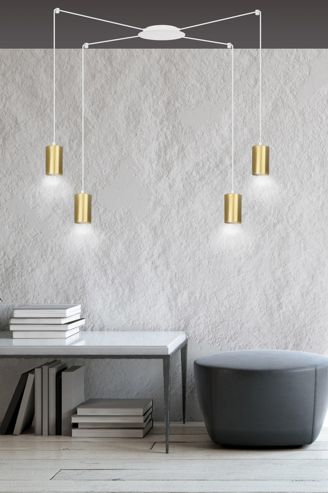Traker 4 pendant light white/gold