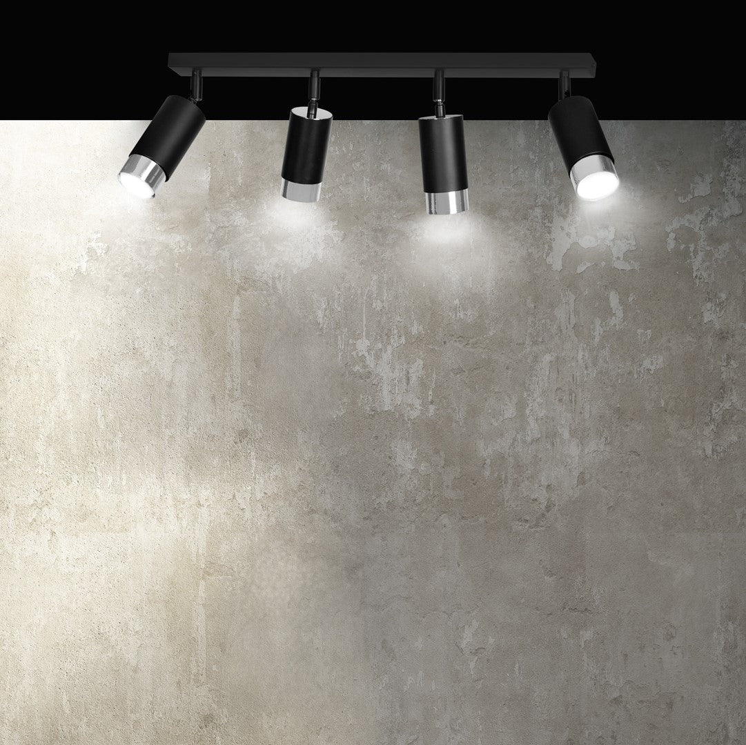 Hiro 4 ceiling spotlight black/chrome