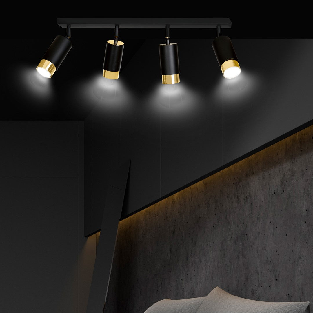 Hiro 4 ceiling spotlight black/gold