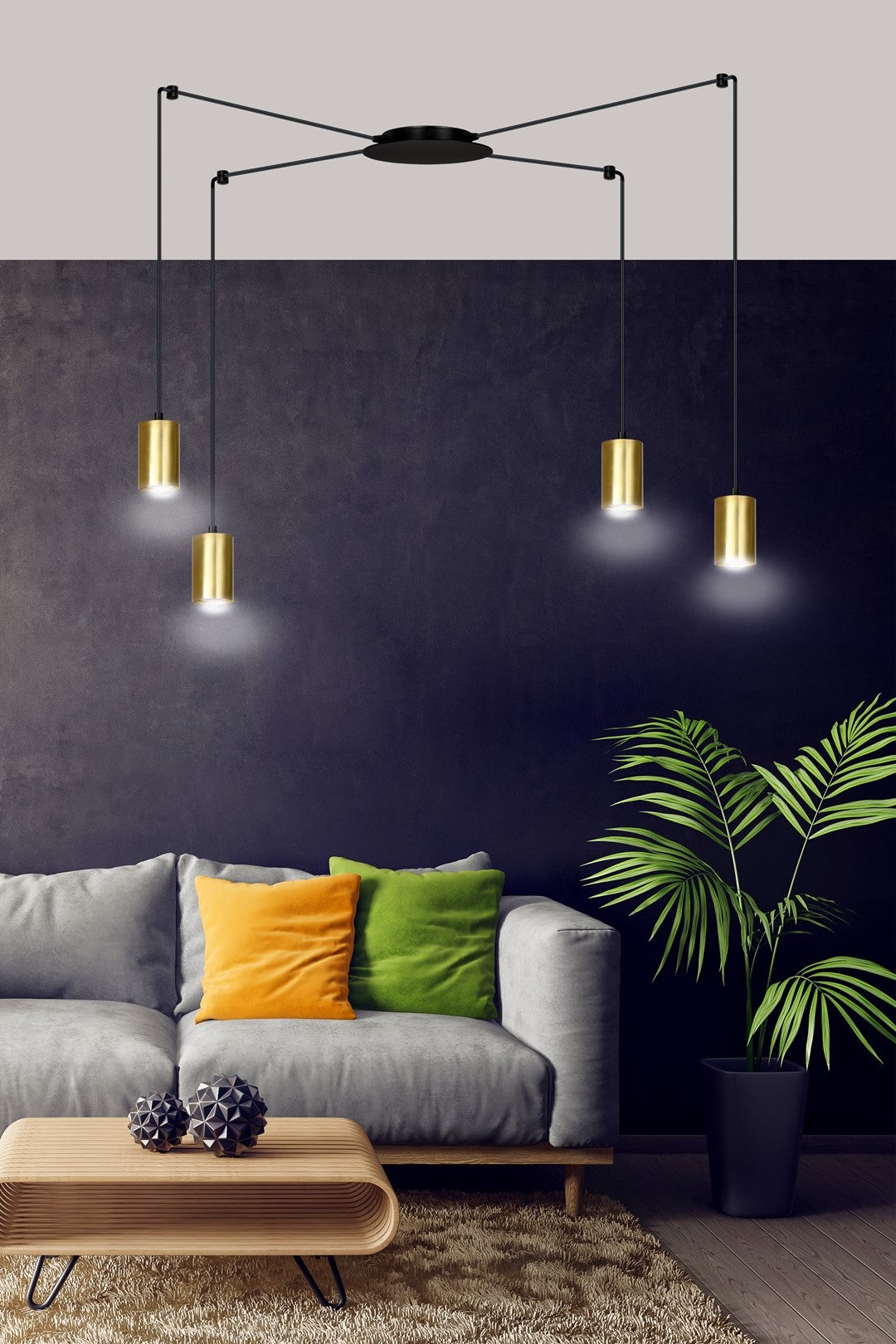 Traker 4 pendant light black/gold