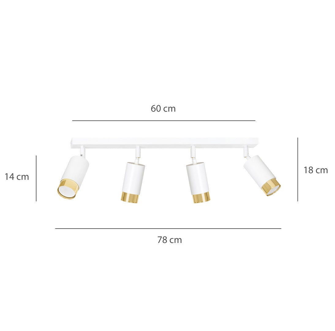 Hiro 4 ceiling spotlight white/gold