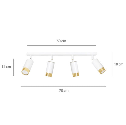 Hiro 4 ceiling spotlight white/gold